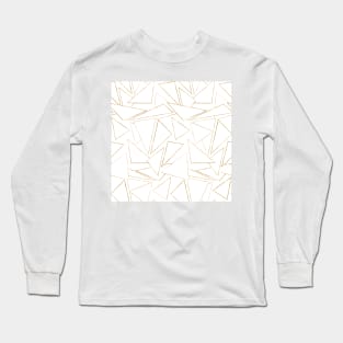 Modern Minimalist Gold White Strokes Triangles Long Sleeve T-Shirt